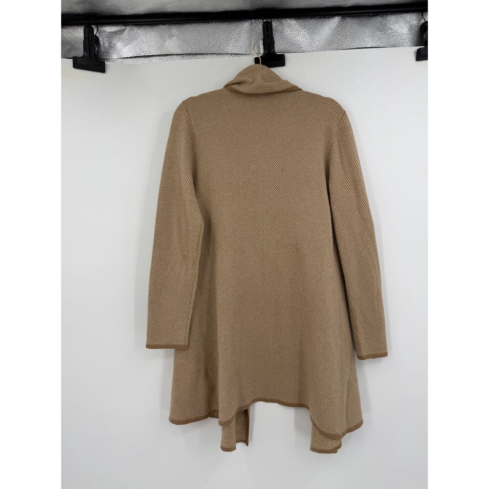 Ralph Lauren Womens M Open Cardigan Sweater Wool Cashmere Herringbone Tan - Picture 3 of 9